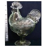 Clear glass rooster candy dish