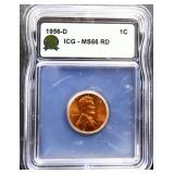 Graded MS66 1956D Lincoln wheat penny