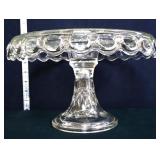 EAPG clear thumbprint scallop cake stand