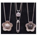 Lot of 4 white sapphire necklaces, lab created
