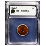 Graded MS65 1948D Lincoln penny