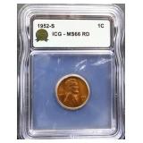 Graded MS66 1952S Lincoln wheat penny
