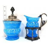 Victorian blue enamel cream/sugar set