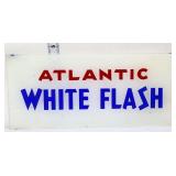 Vntg 10.75x4.5 Atlantic White Flash ad glass