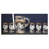 6 piece clear golden wheat water set