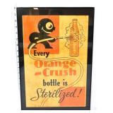 Vntg framed 12.25x18.25 Orange Crush paper adv