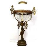 Vtg metal cherub base prism lamp w/ MG shade
