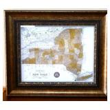 Framed 24x20.5 map of New York state NO SHIP