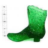 Emerald green glass daisy & button boot