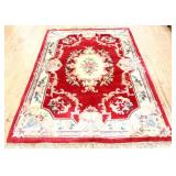 Vntg 62x96 red floral area rug