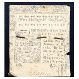 1781 colonial 2 shilling, 6 pence note