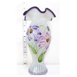 Fenton 9in heriloom rib optic puple crest vase