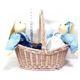 Lot of 2 bunny dolls in basket