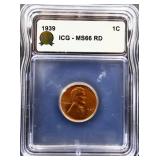 Graded MS66 1939 Lincoln wheat penny