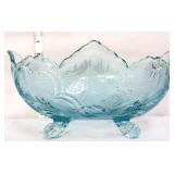 Vntg blue Jeannette lombardi footed fruit bowl