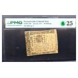 Graded 25 PA 1775 40 shillings colonial note
