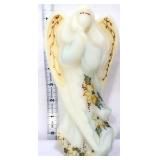 Fenton white satin 7in poinsettia angel figure