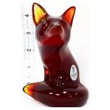 Fenton 4.5in amberina sitting fox figure