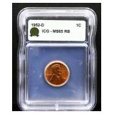 Graded MS65 1952D Lincoln wheat penny
