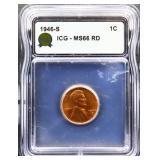Graded MS66 1946S Lincoln wheat penny