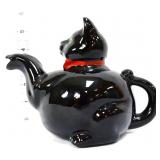 Vntg black cat ceramic teapot