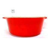 Vntg Pyrex red #472 dish w/ friendship lid