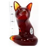 Fenton 4.5in amberina sitting fox figure