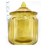 Vntg yellow glass cookie jar