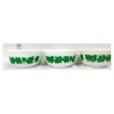 3 vntg Hazel Atlas milk glass ivy bowls