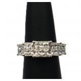 Sterling white sapphire square ring, lab created