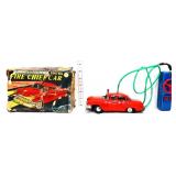 Vntg battery op Fire Chief Car w/ org box