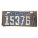 1932 Georgia license plate