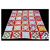 Vntg hand stitched 85x66in Ohio star quilt