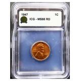 Graded MS66 1947 Lincoln wheat penny