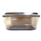 Vntg Pyrex fireside brown #502 fridge dish w/ lid
