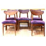 Lot of 5 MCM chairs, purple fabic, see photos