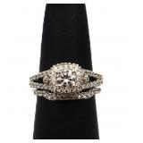 Sterling white sapphire wedding set, lab created