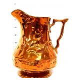 Vintage copper lustre 6in pitcher w/ deer scene