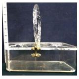 Vntg FL Handbags lucite etched floral box purse