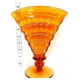 MCM amber 8in fan vase