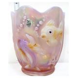Fenton pink iridescent Atlantis 7in bubble vase
