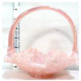 Fenton rose pink iridescent basket
