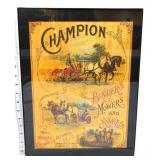 Vtg framed 12.25x18.25 Champion Binders paper adv