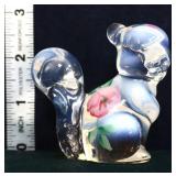 Fenton French opalescent squirrel w/ flowers