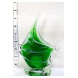 Art glass green/clear angelfish figure