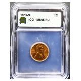 Graded MS66 1955S Lincoln wheat penny