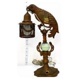 Art Deco cast iron parrot lamp, rewired