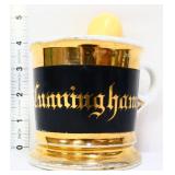 Vintage black/gold shaving mug with brush