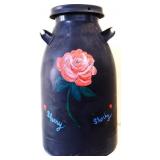 Vintage black milk can with roses