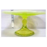 Mosser vaseline topaz cake plate, glows